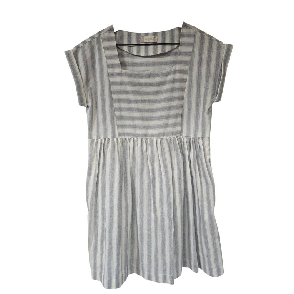 Altar'd State Florence Dress Women S Blue White Striped Cotton Coastal Boho